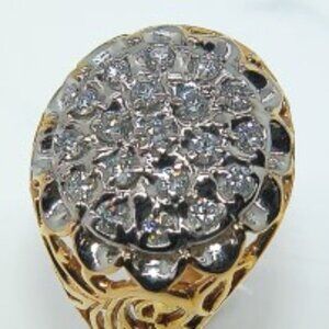 Man’s 10KT Yellow Gold 1.00 CT Diamond “Kentucky Cluster” Ring Size 15